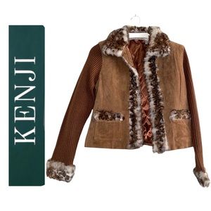 Beautiful  leather jacket with fur trim